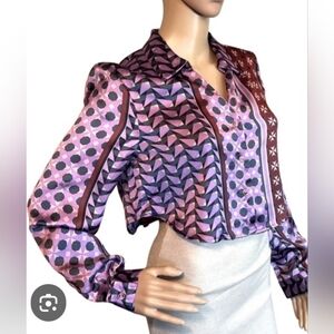 House Of Harlow 1960 Satiny Cropped Blouse Size Small